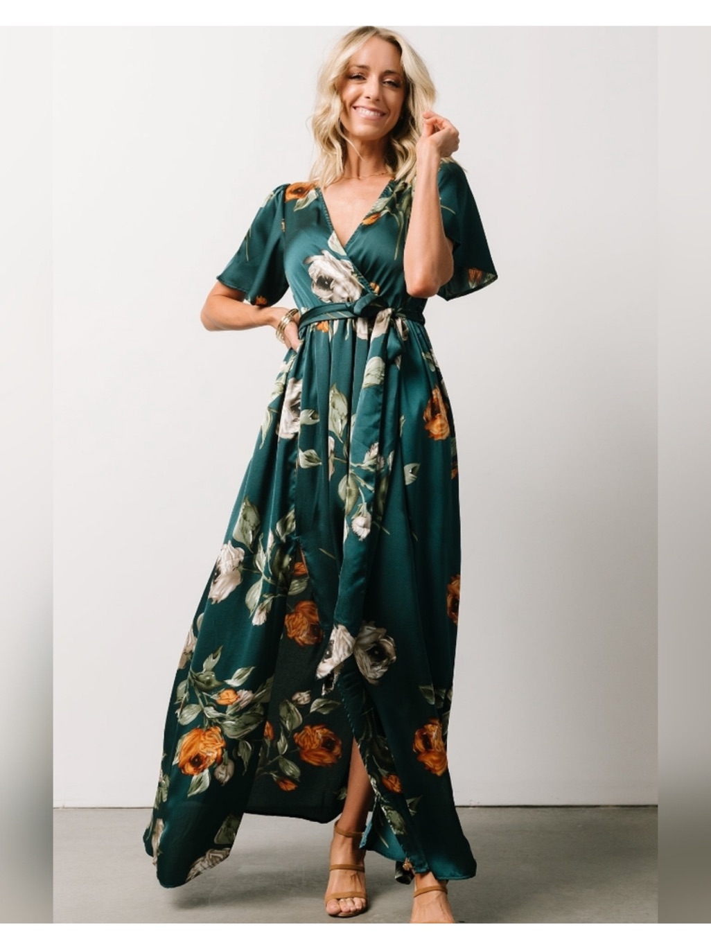Baltic Born Sicily Satin Maxi Dress In Deep Topaz Floral - Size Xxl